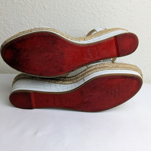 CHRISTIAN LOUBOUTIN White Leather Espadrilles Platform Wedges Size: 9 | IT - Picture 5 of 7